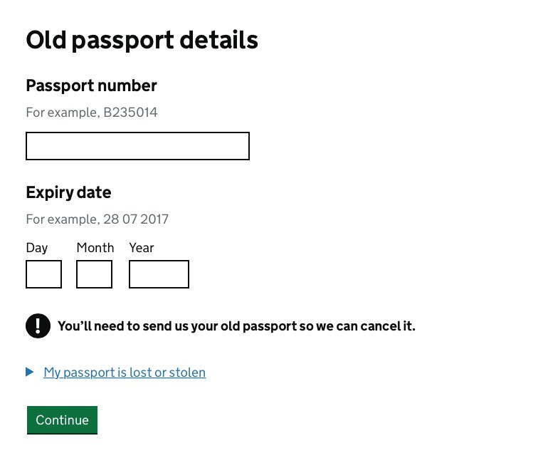輸入舊護照及個人資料