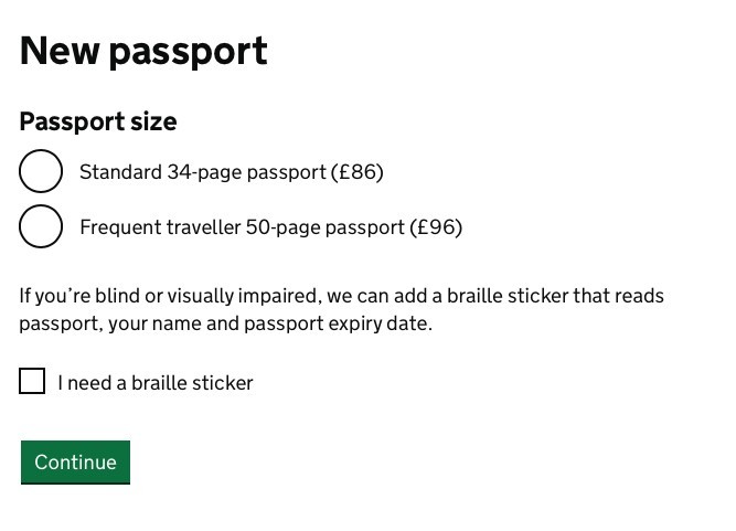 選擇護照頁數及付款