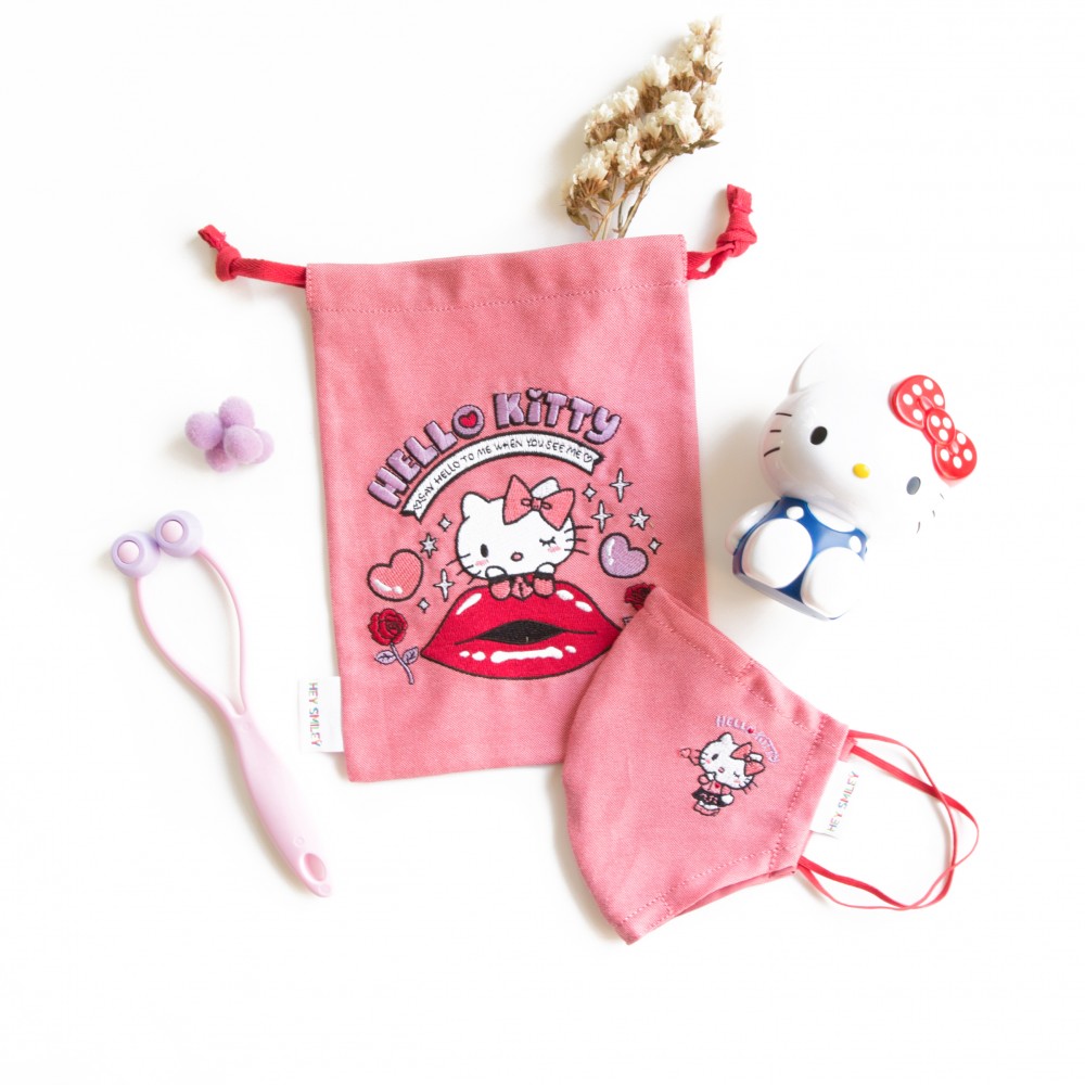 牛津紡口罩連索繩袋套裝 (成人及中童尺寸)– Hello Kitty (紅色)