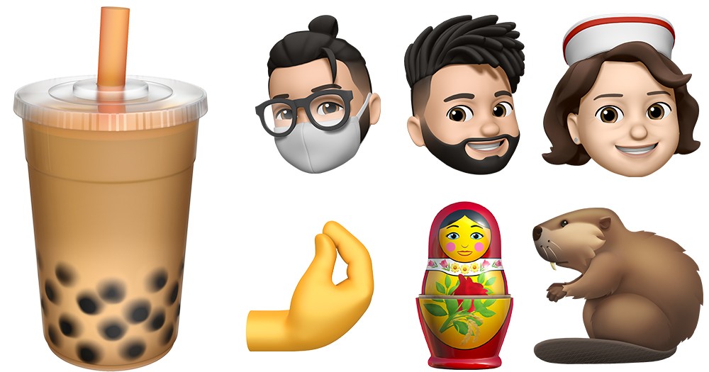 新加入多款新設計嘅 emoji,及更新有超過 33 種組合嘅全新髮型、頭飾造型、口罩及 Memoji 貼圖。