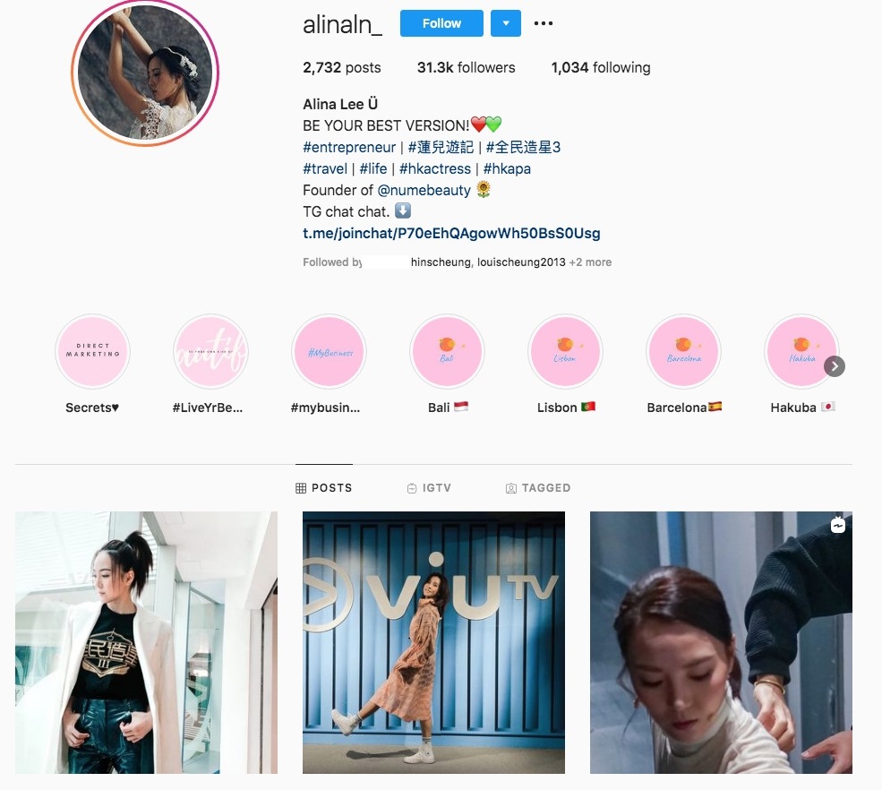 Alina(李靜蓮)IG有31.3k followers