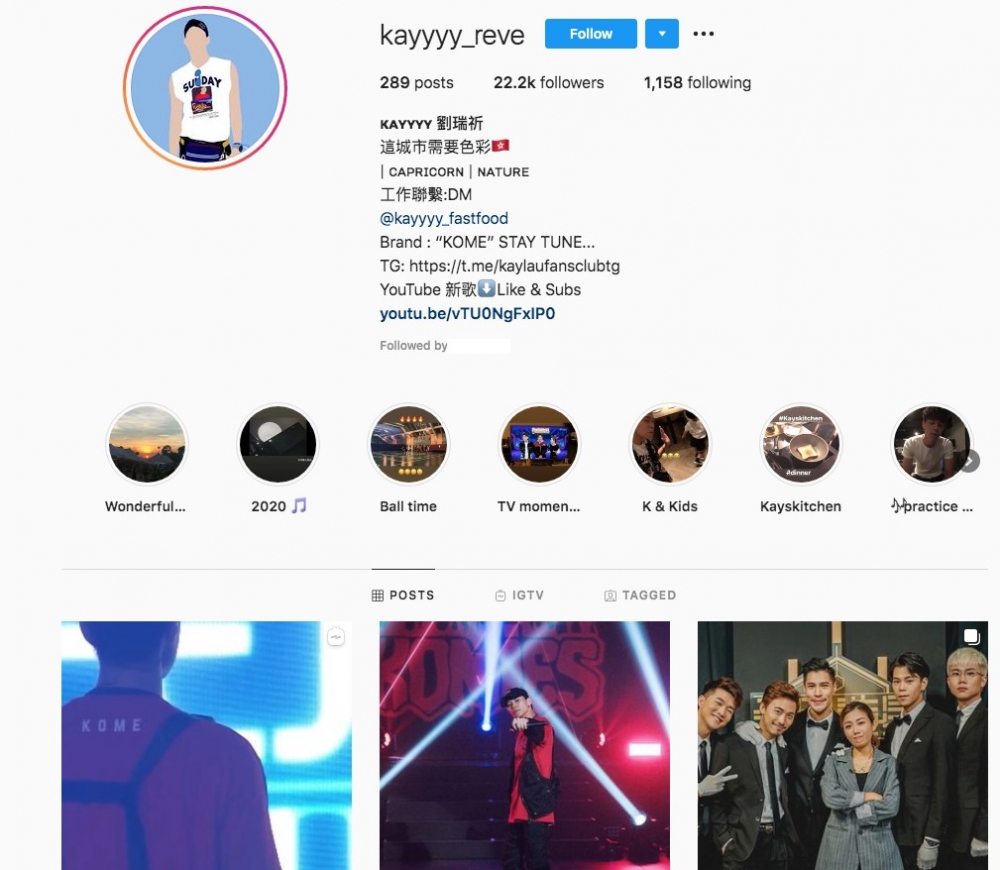 KLAU(劉瑞祈)IG有22.2k followers