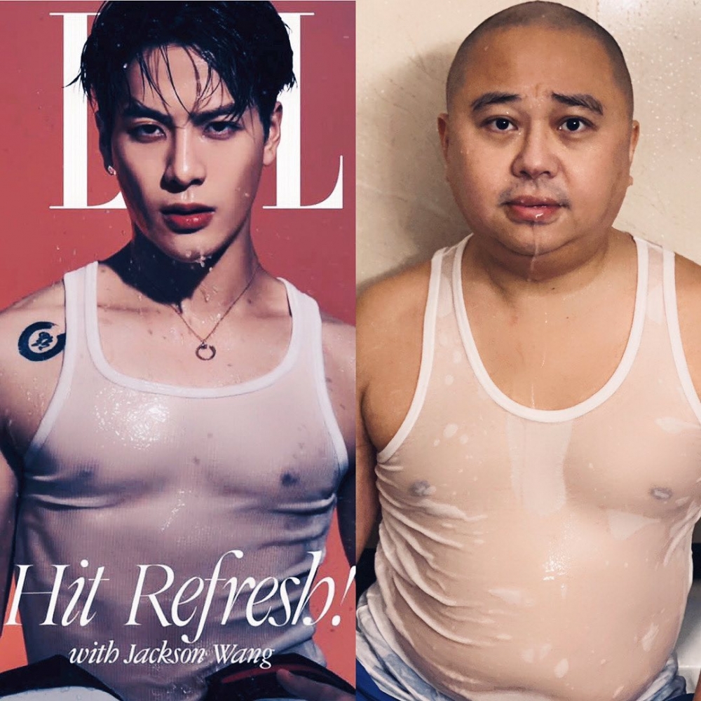 呀Bob喺IG post出超震撼白背心濕身透視造型cosplay王嘉爾