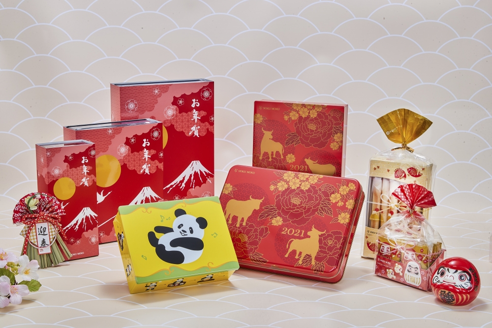 賀年雪茄蛋卷禮盒(20件)HK$268;賀年雜錦曲奇蛋卷禮盒(42件)HK$485