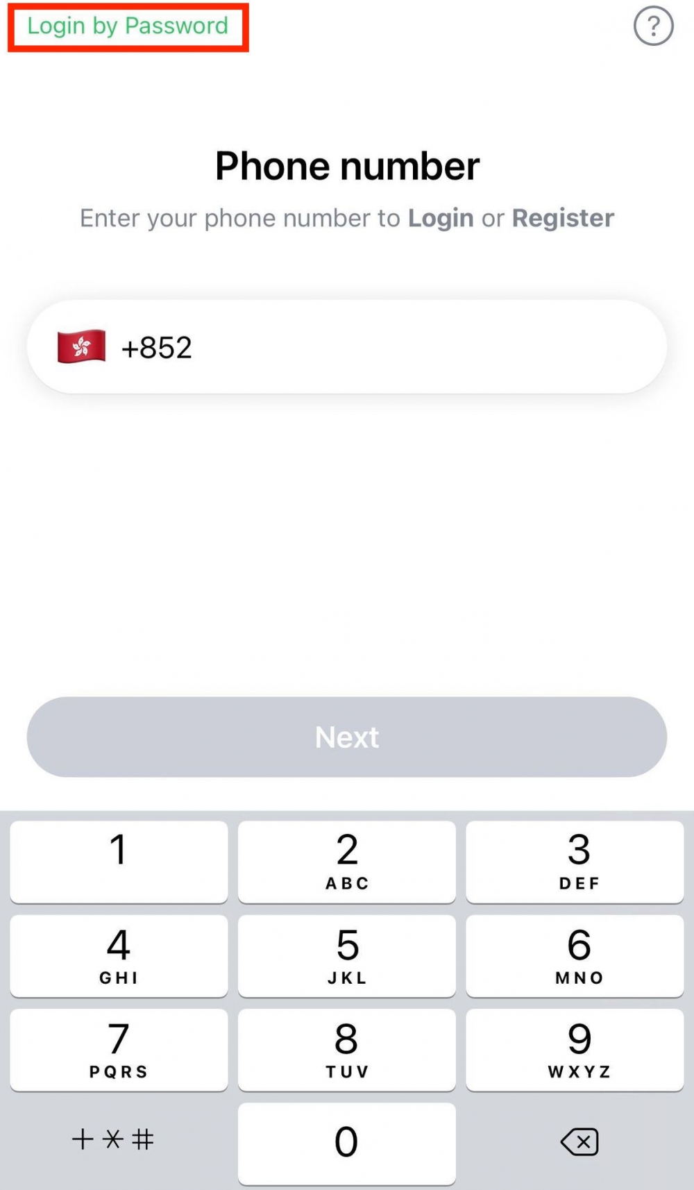 登入介面中選擇左上角「Login in with password」