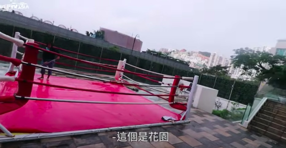 熱愛打拳嘅鍾培生喺花園更設有打拳擂台