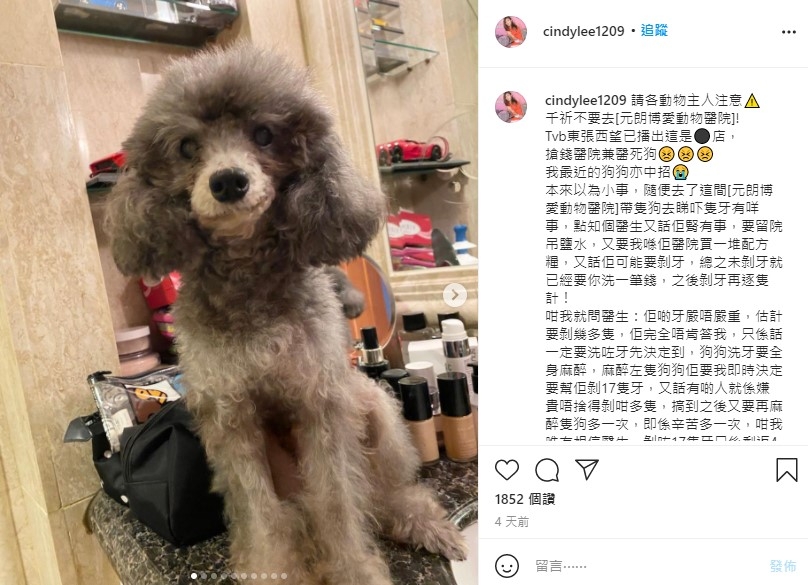 李思雅喺自己嘅 Instagram 有關依件事嘅發文