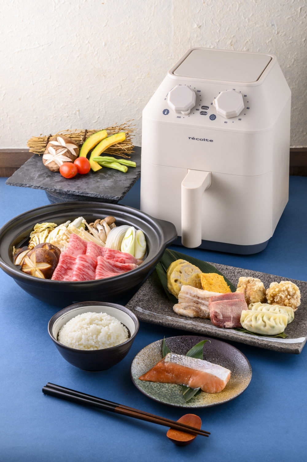 熊本A4和牛80g壽喜燒連11品氣炸料理二人前外賣套餐連日本氣炸鍋送日本甜品及越光米白飯