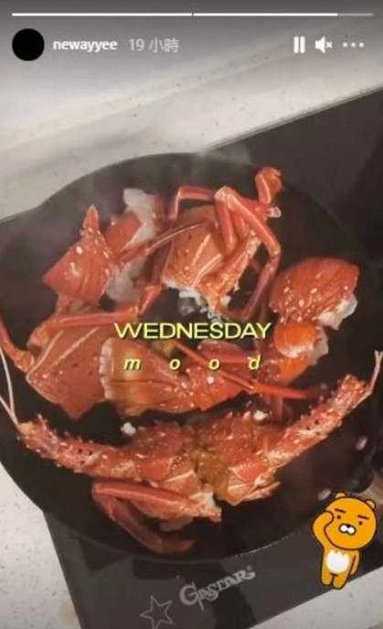 廖慧儀IG Story post出佢煮緊龍蝦
