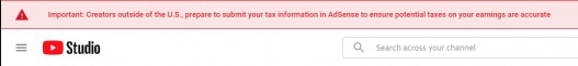 目前各位 Youtuber 只要登入 帳戶亦可會睇到交稅提示。