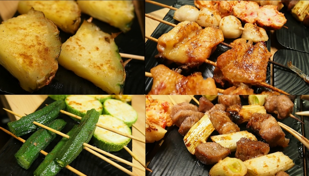 任食多款海鮮、肉類和野菌串燒