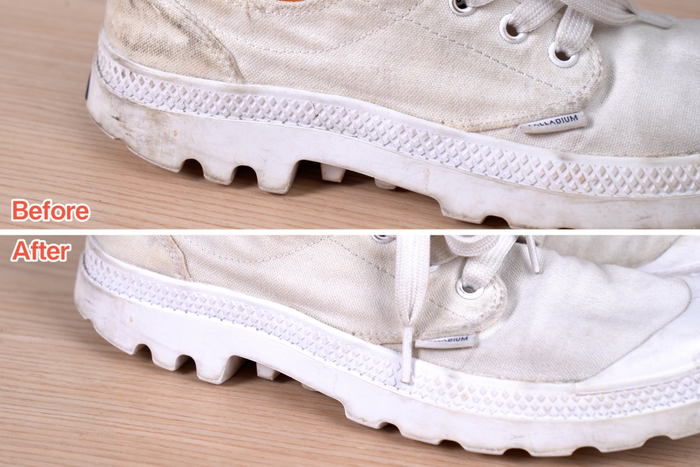 擦鞋清潔液只成功清潔8成的污漬