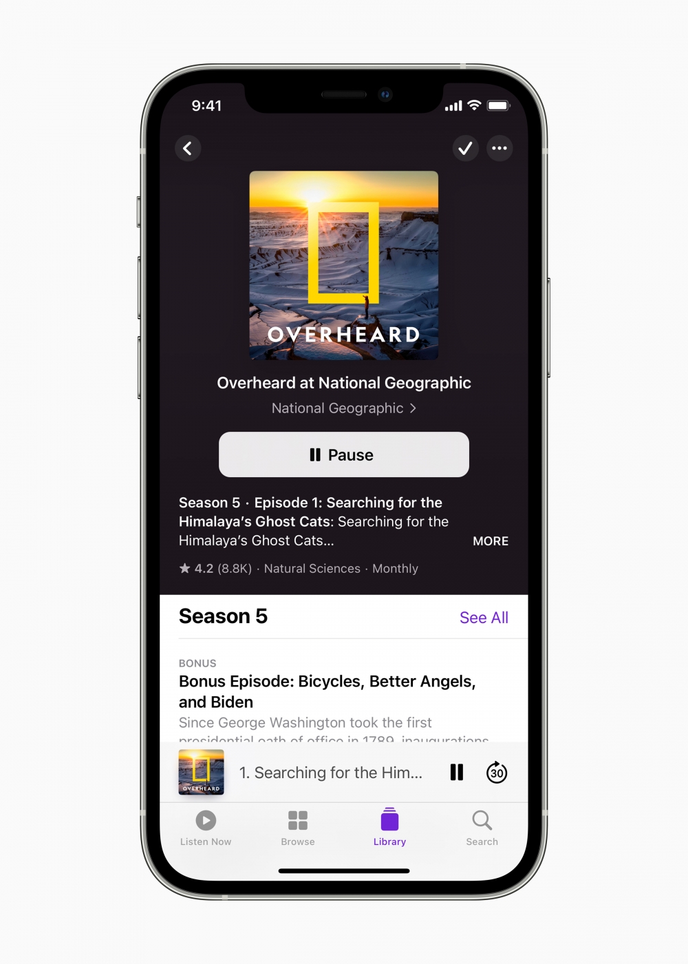 iOS 14.5的Podcast換上全新設計的頁面。