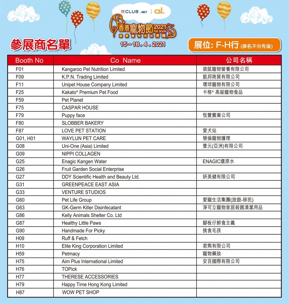 參展商名單