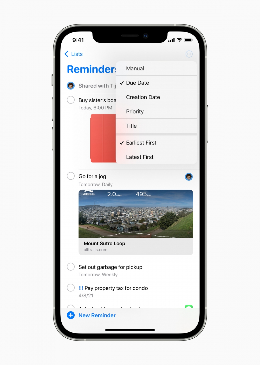 更新iOS 14.5,「提醒事項」可以排序及列印。