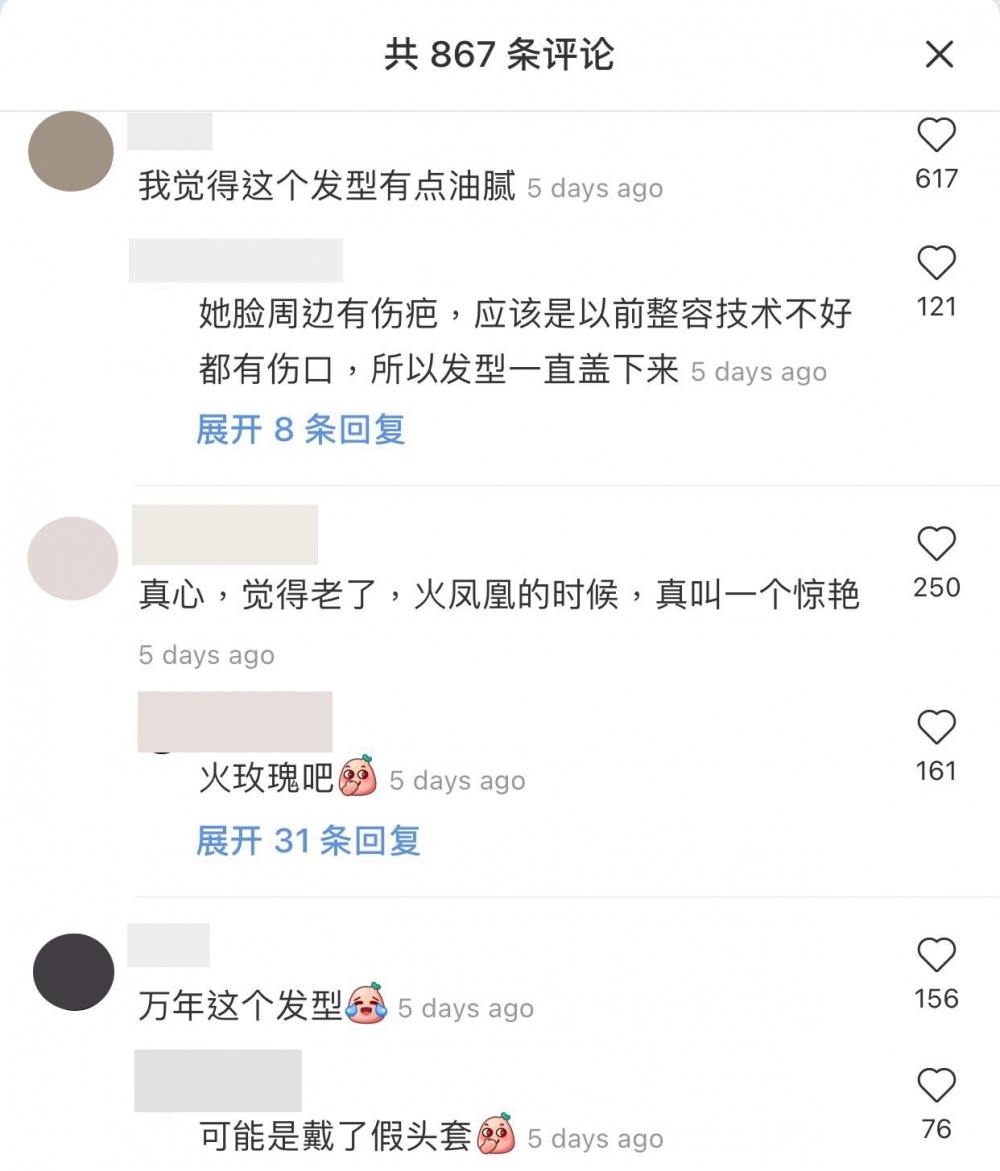 留言嘅網友就指溫碧霞髮型10年如一日,仲好似戴咗頭套咁