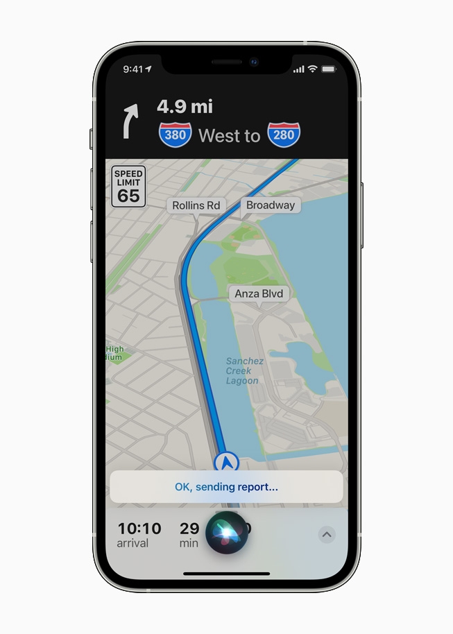 「地圖」使用者現在透過告訴 iPhone 或 CarPlay 上的 Siri,回報路徑中的事故、危險或測速事件。