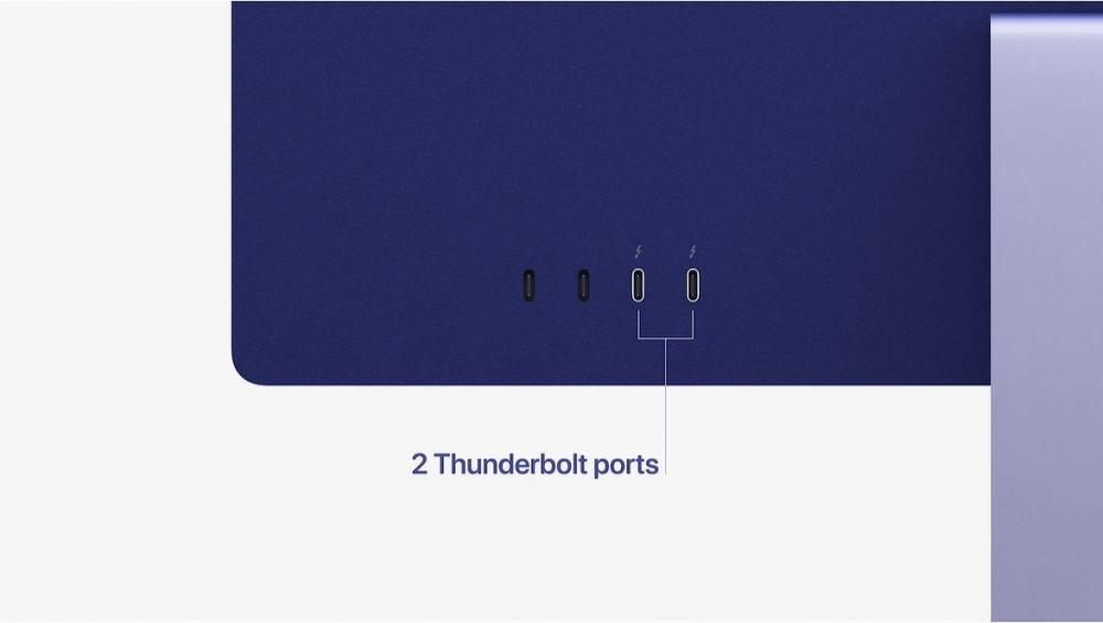 iMac最多可以連接4個USB-C連接口,其中2個用於超快數據傳輸的Thunderbolt連接口。