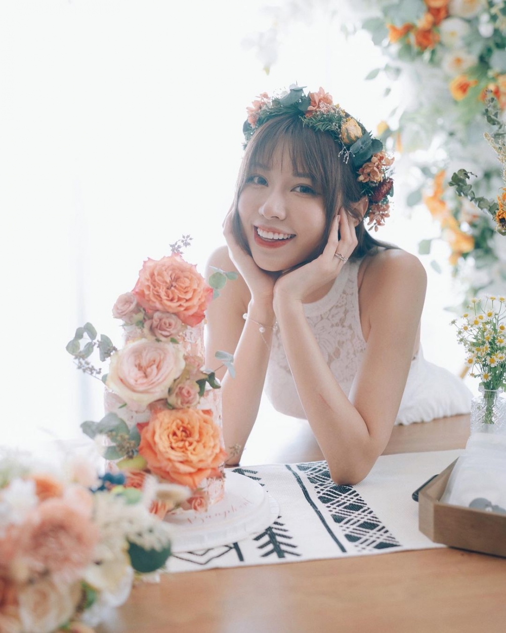 5月底,林泳淘與初戀男友結束14年愛情長跑,結為夫婦