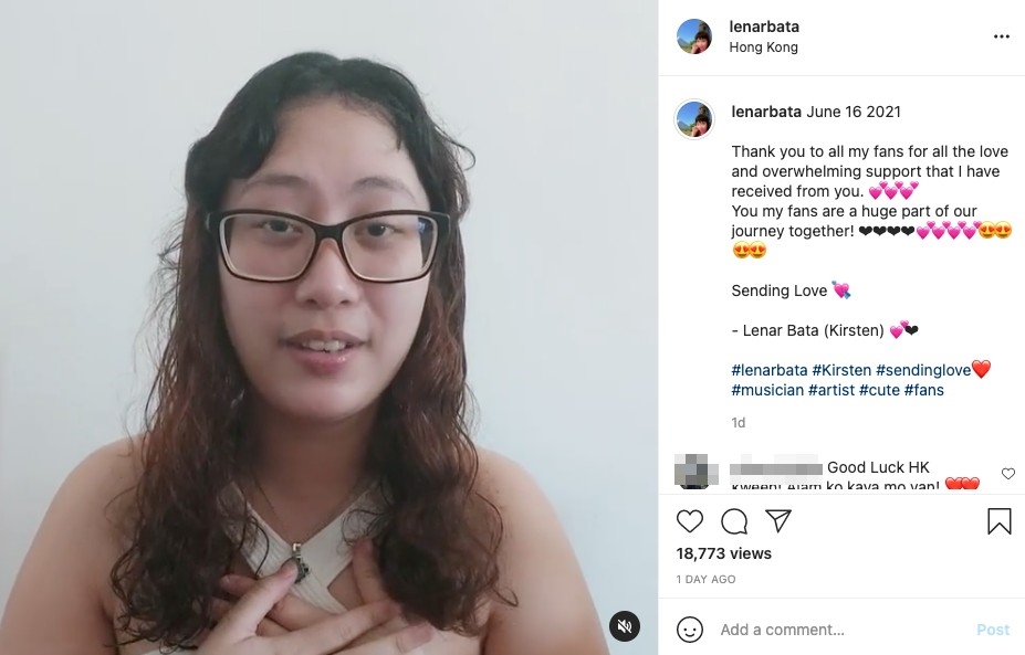 Kristen拍片感謝大家對佢嘅支持