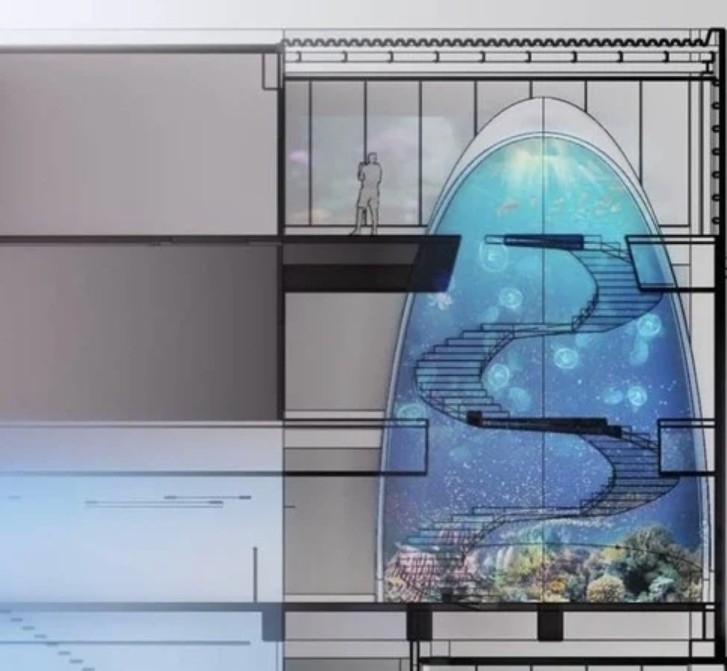 海洋館設有超巨大蛋型樓梯