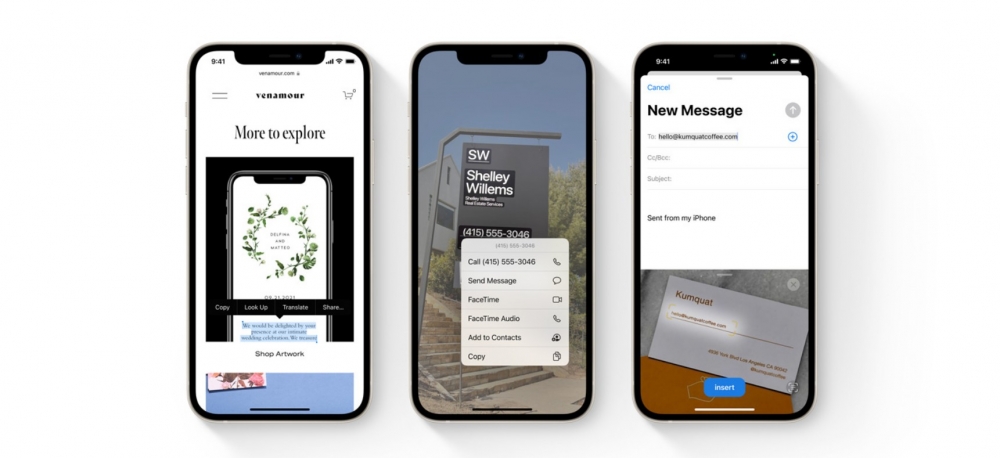 iOS15的「Live Text」功能可以自動識別及掃描相片中的文字。