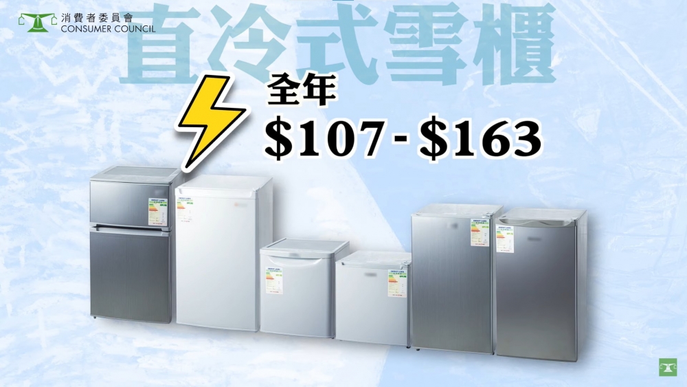 有霜雪櫃推算全年電費約由$107至$163不等。