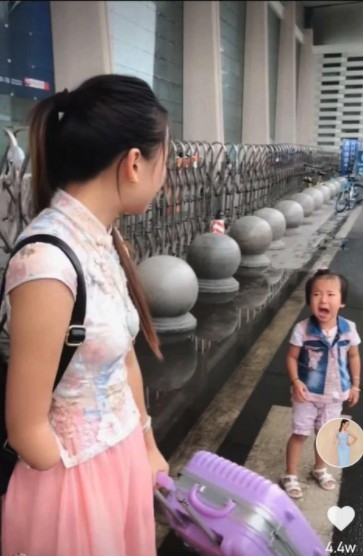 網上流傳阿嬌獨自帶女兒回娘家嘅片段