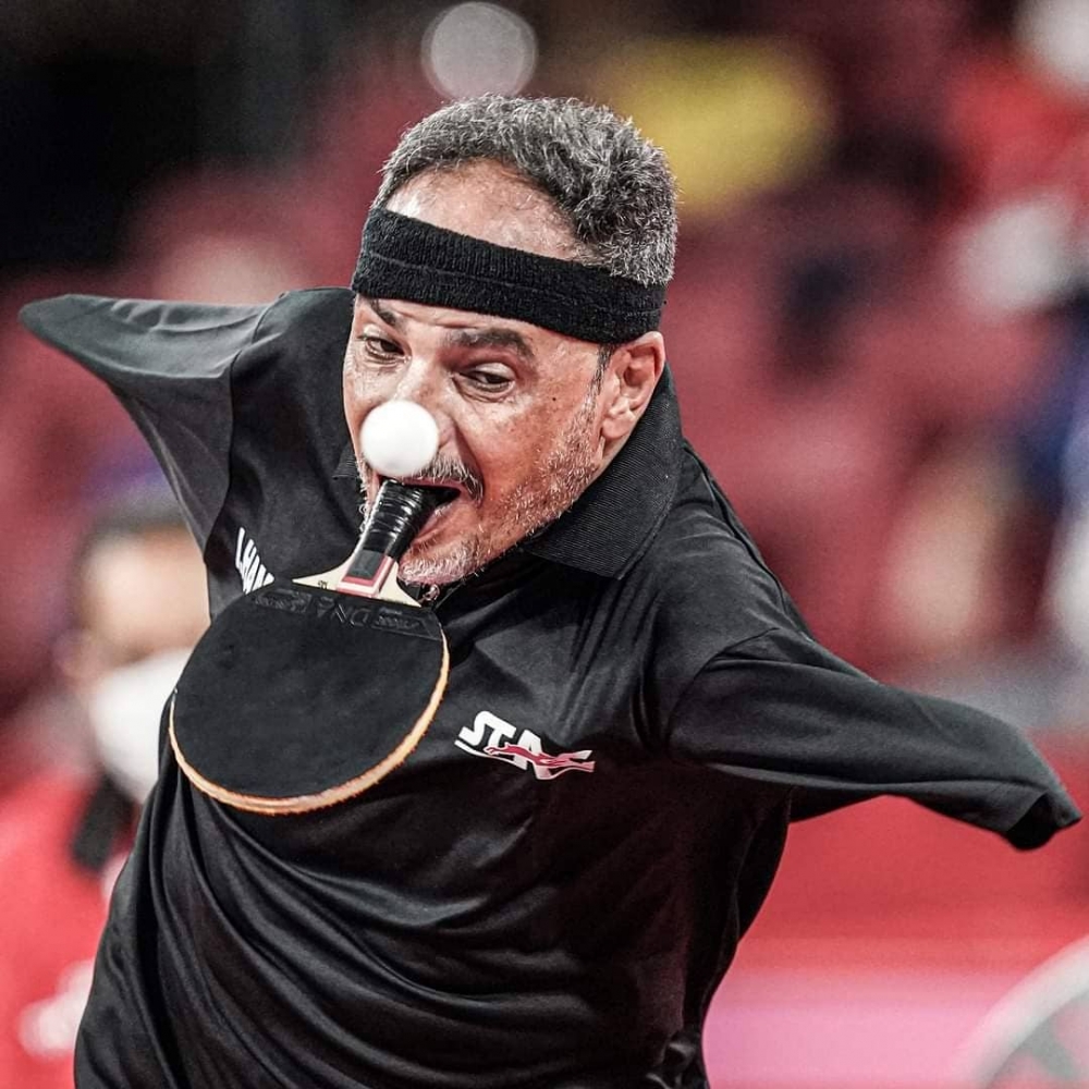 對哈馬度嚟講,憑意志一樣可以打乒乓球