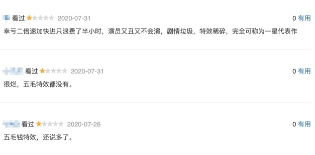 電影嘅CG特效亦十分奇怪,網友表示「說是五毛特效都是誇獎它了」