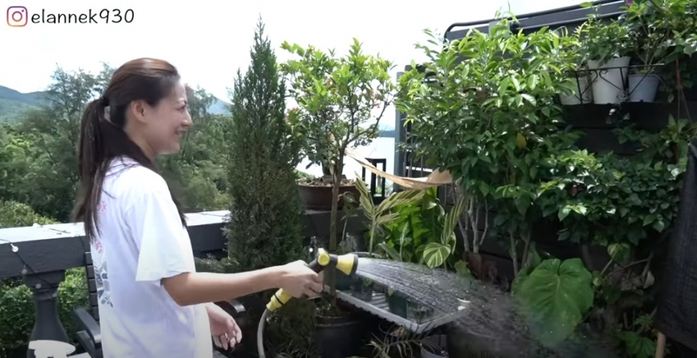 而江若琳亦會貼心咁幫手照顧植物。
