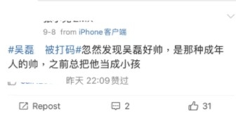 吳磊粉絲認為儘管如此佢依然好有型!