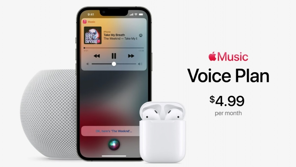 全新Voice Plan可以透過Siri語音指令播放主題歌單,月費為$4.99美元/一個月。
