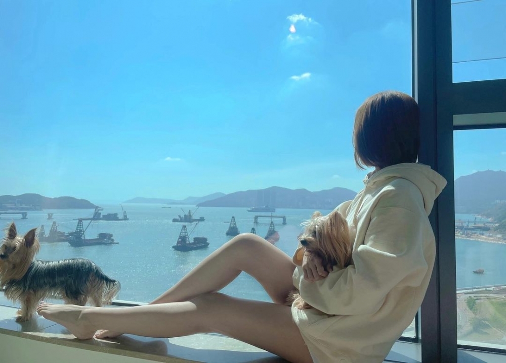 馮盈盈就回應指全部都係靠自己努力工作賺錢得嚟,海景豪宅係佢同家人一齊租住