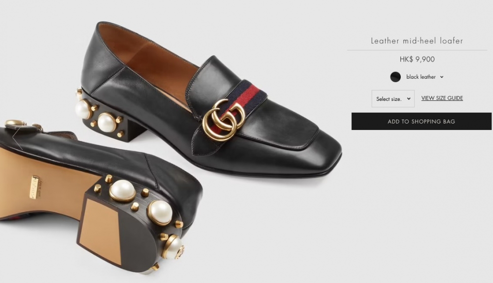 鞋則係Gucci Leather mid-heel loafer,官方售價係HK$9,900