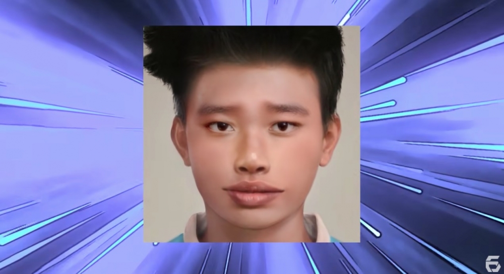 AI真人化嘅小夫都有還原到頭髮同個嘴，尤其係個嘴，有明顯向前突。