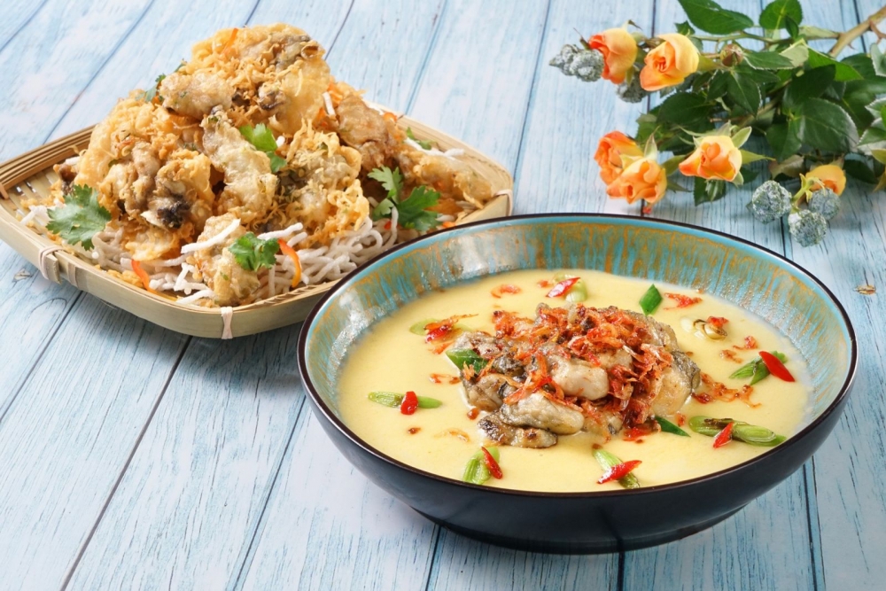 「鮮蠔‧虎蝦」自助晚餐-櫻花蝦鮮蠔翠塘豆腐、酥炸蠔仔盞。