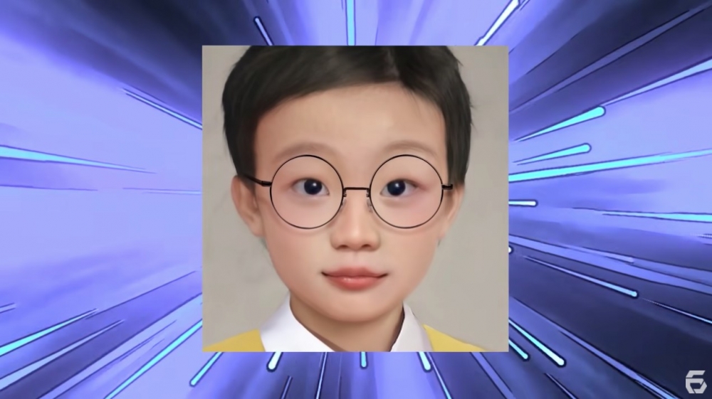 AI真人化後嘅大雄形象十分正面，雖然AI辨識唔到副超大眼鏡而要後期PS加返，但都還原咗大雄小學生嘅年齡。