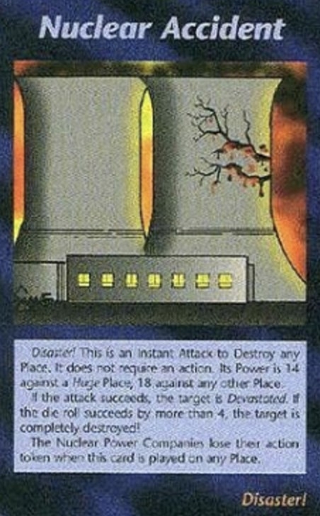 另一張卡就講述核事故，似乎同日本福島地震吻合。