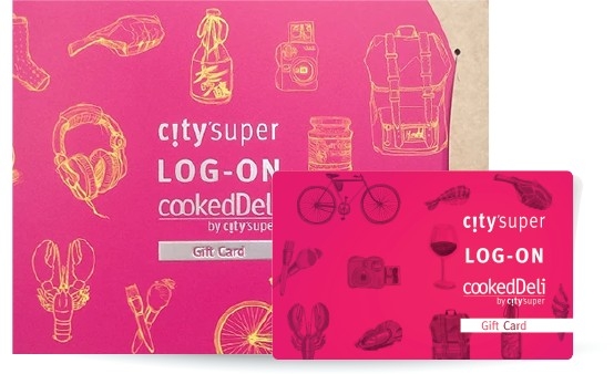 city'super禮品卡，可在全港city'super、LOG-ON和cookedDeli使用，於購買日起計36個月內有效。