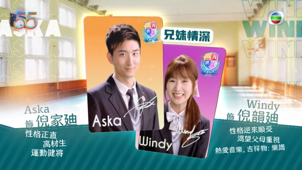 《青春本我》張馳豪飾演倪家廸(Aska);詹天文飾演倪韻廸(Windy)。