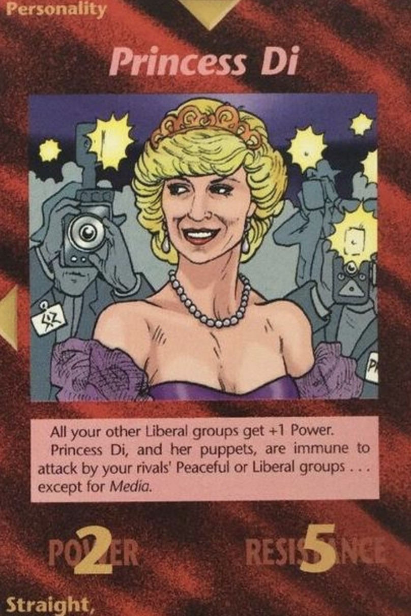 光明卡上有疑似描述戴妃嘅卡片。