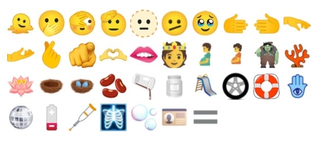 新emoji包括「敬禮」、「隱形人」、「手指心心」