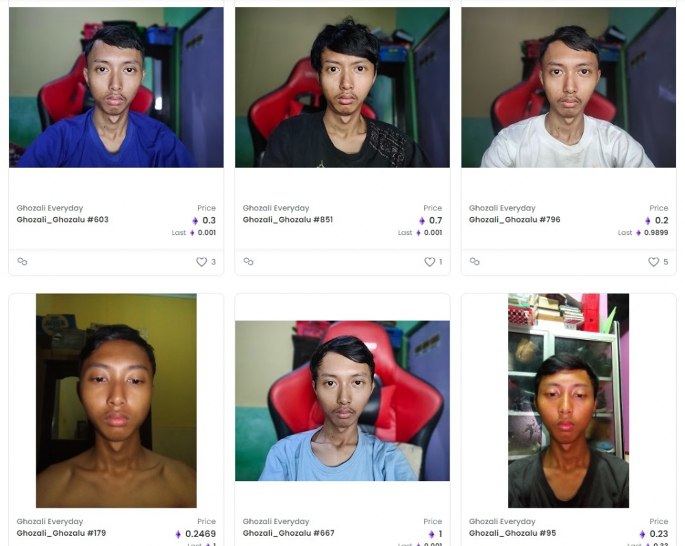 印尼男Ghozali Ghozalo在Opensea上載近千張自拍照當NFT販賣