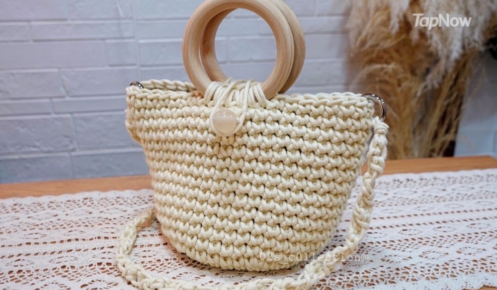 鈎織木手挽餃子袋