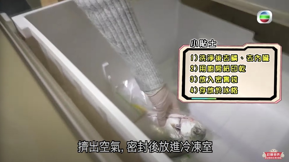 魚類需先去鱗、去內臟，再入冰格。