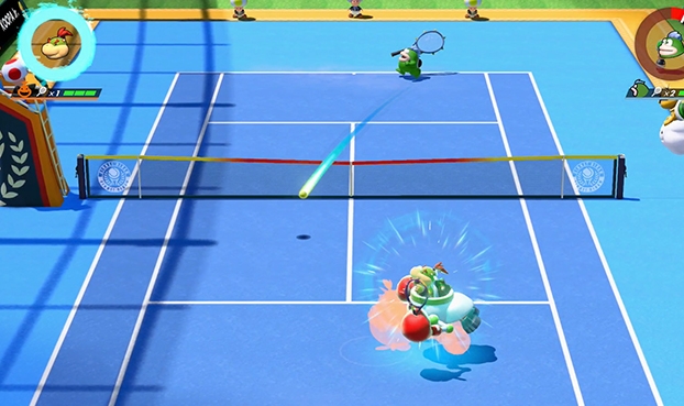 「Mario Tennis Ace」只要揮動JOY-CON手掣,可以做出各種的擊球動作。