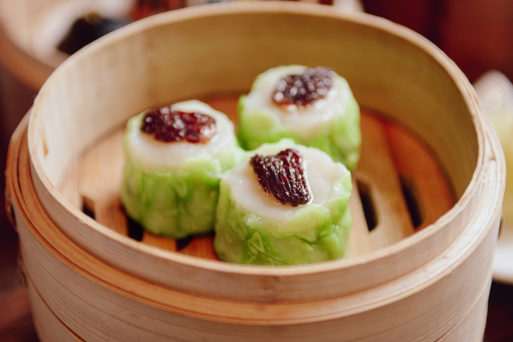 羊肚菌帶子燒賣。