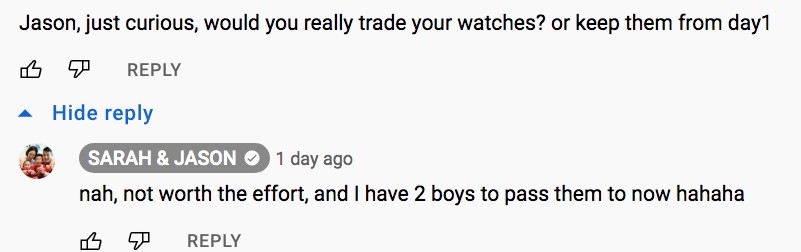 Jason話唔會賣走手錶珍藏，會讓2個寶貝仔承接佢哋。