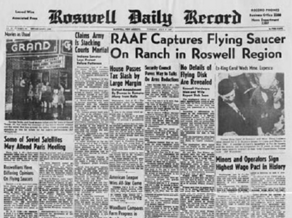1947年「羅斯威爾飛碟事件」非常轟動,當時有疑似飛碟嘅碎片出席!